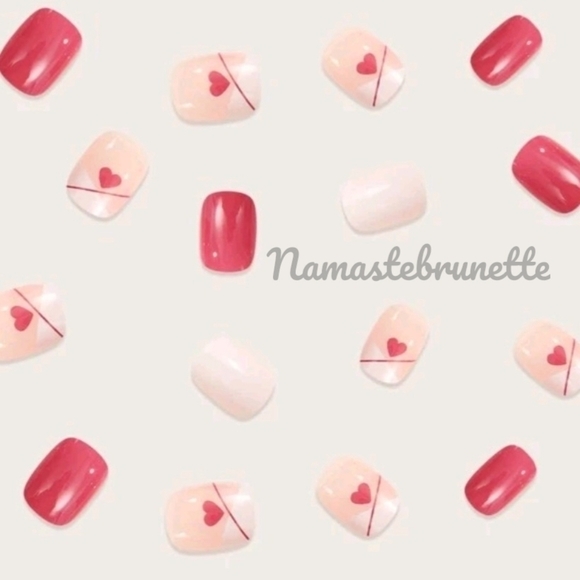 2/$16 Pink Hearts French Manicure Press On Nails - Picture 5 of 16